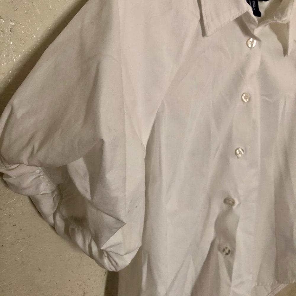 GAP x Doen Collab white Blouse Short Sleeves 100% Cotton  Women's Size XS - Picture 3 of 5
